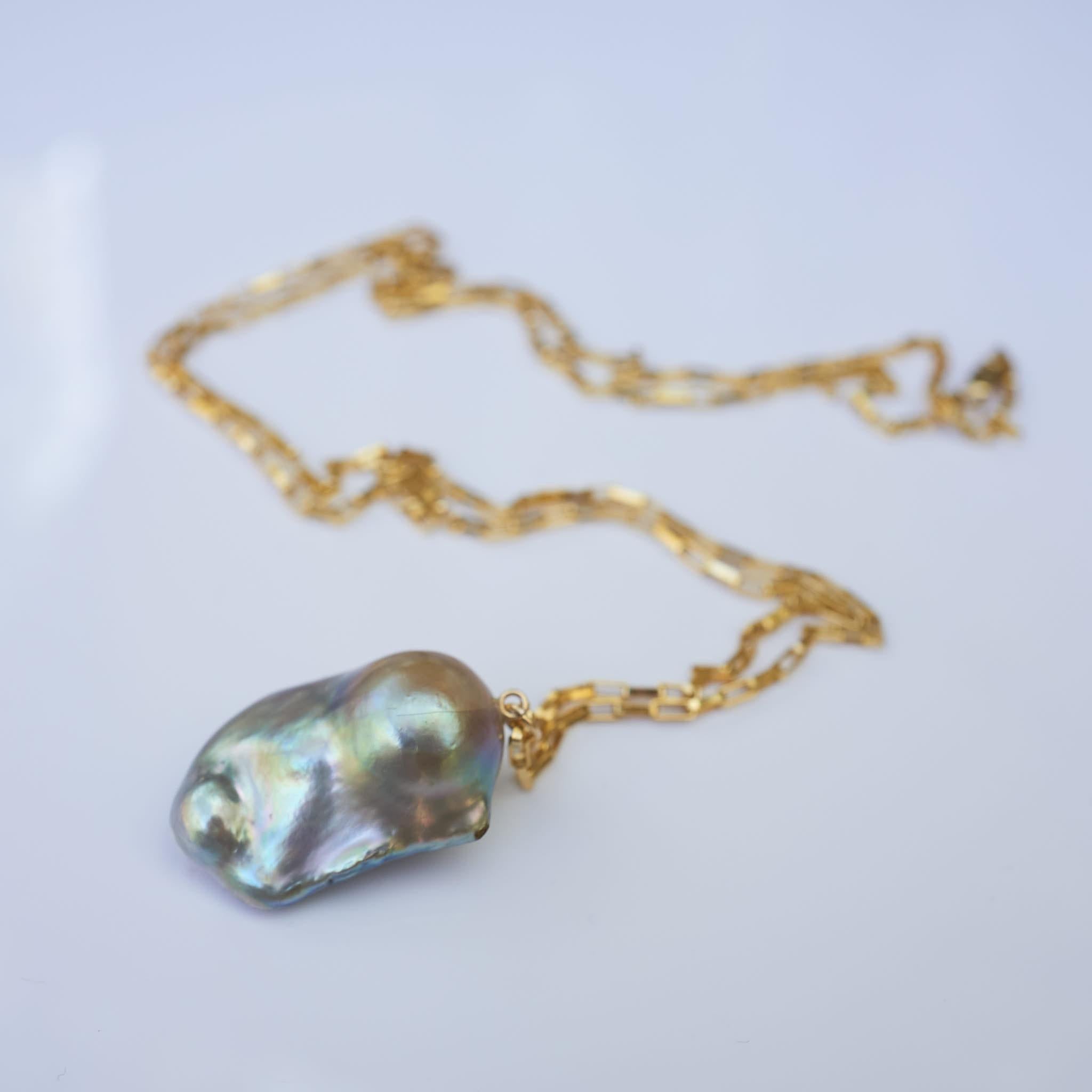 Pearl Chain Necklace Drop Pendant Gold Filled J Dauphin

 28