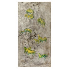 Silbernes, schillerndes grünes Pferd-Wandpaneel, von Philip und Kelvin LaVerne