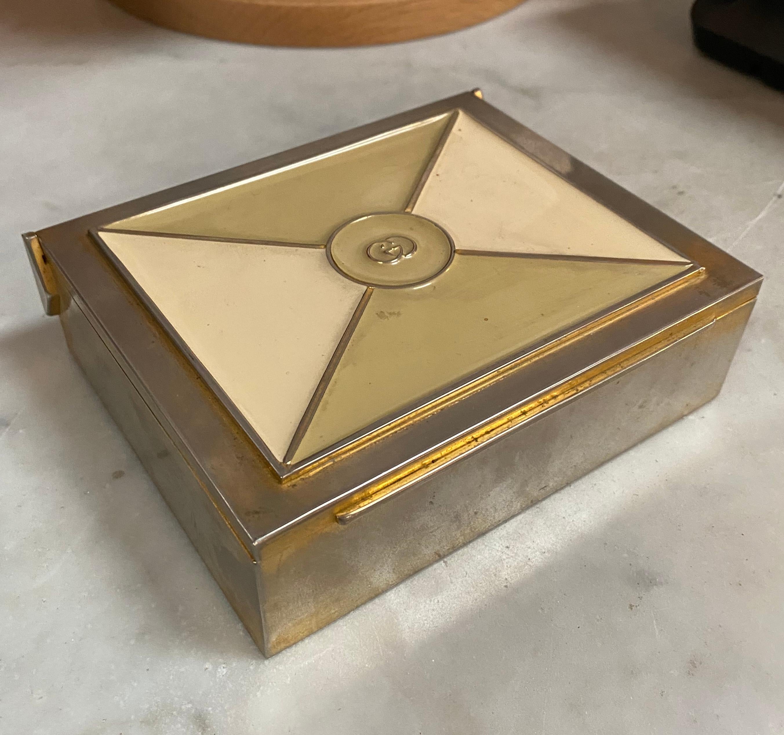 Silver Gucci box Italy 1970s signed on the bottom.