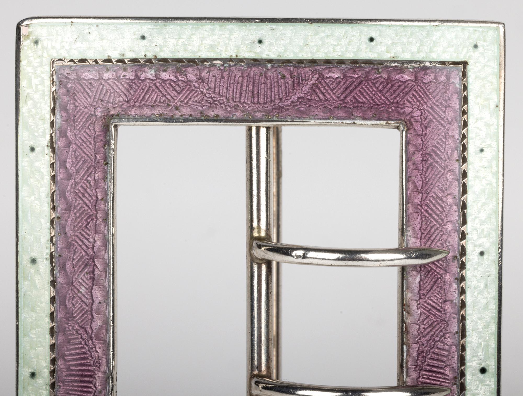 Hebilla de plata Art Nouveau con esmalte guilloché en venta 6