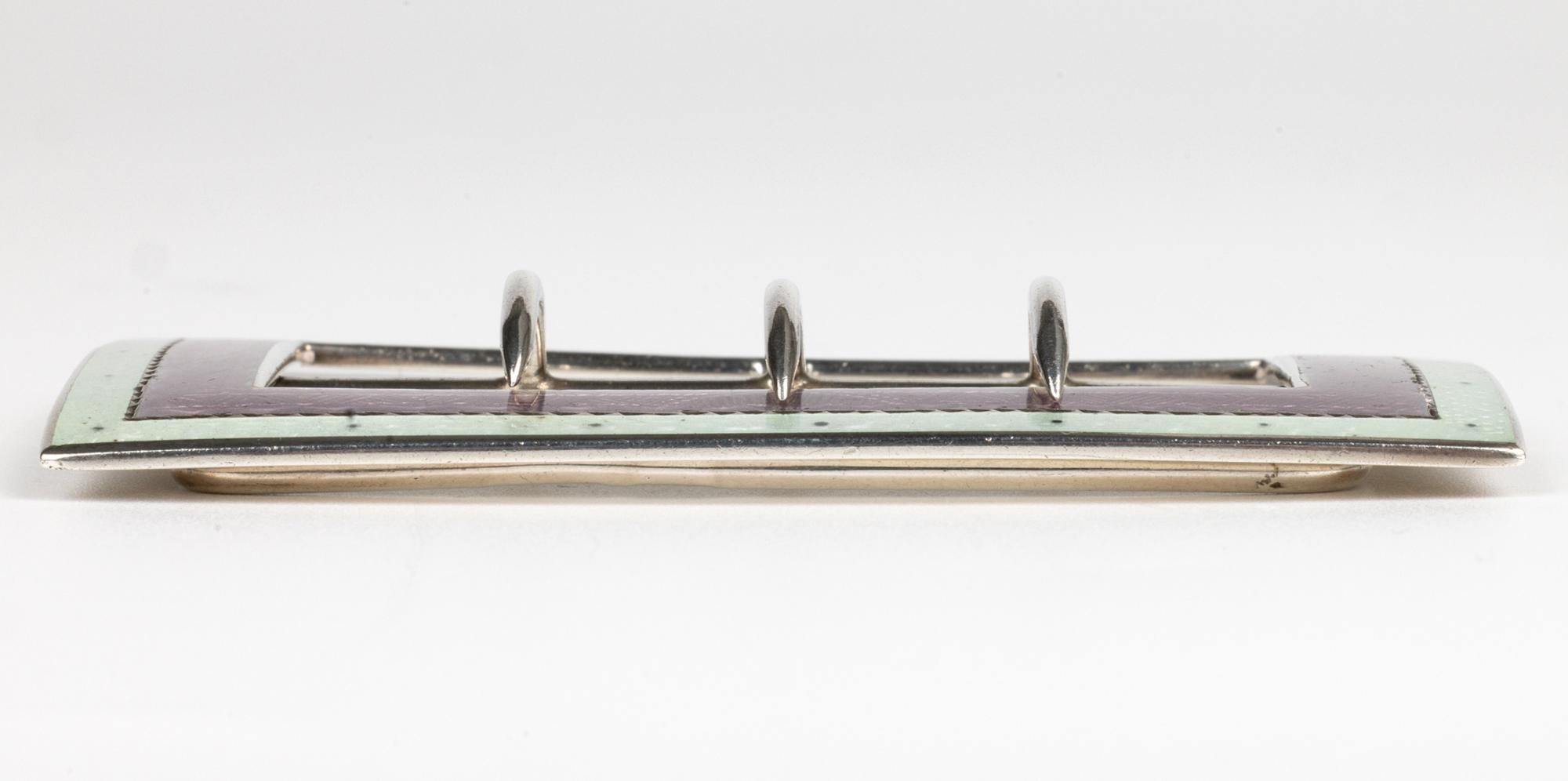 Hebilla de plata Art Nouveau con esmalte guilloché en venta 7