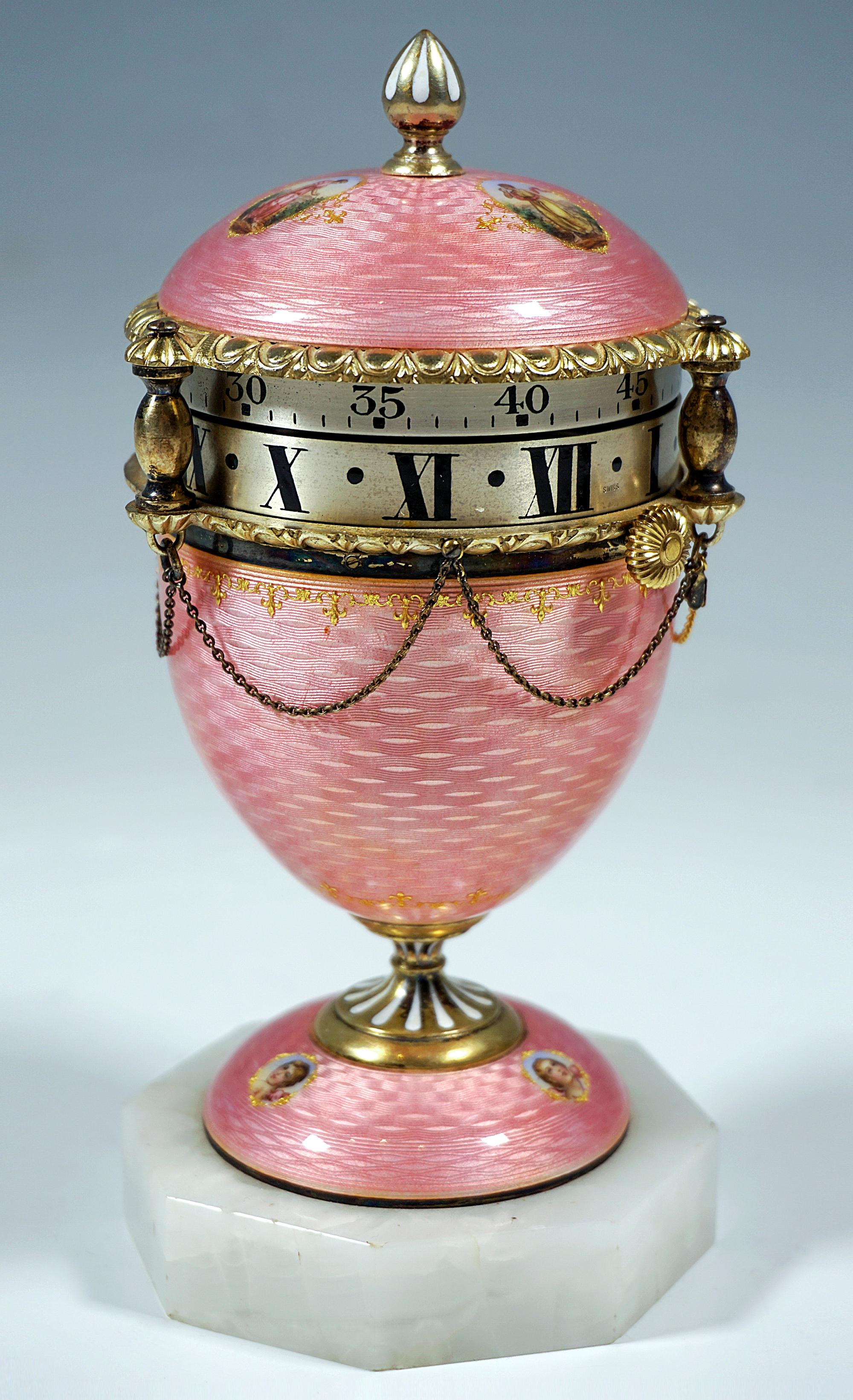 Late 19th Century Silver Guilloche Enamelled 'Circle Tournant' Timepiece, Swiss, ca 1890