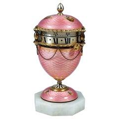 Zeitmesser „Circle Tournant“ aus Silber mit Guilloche-Emaille, Schweiz, um 1890