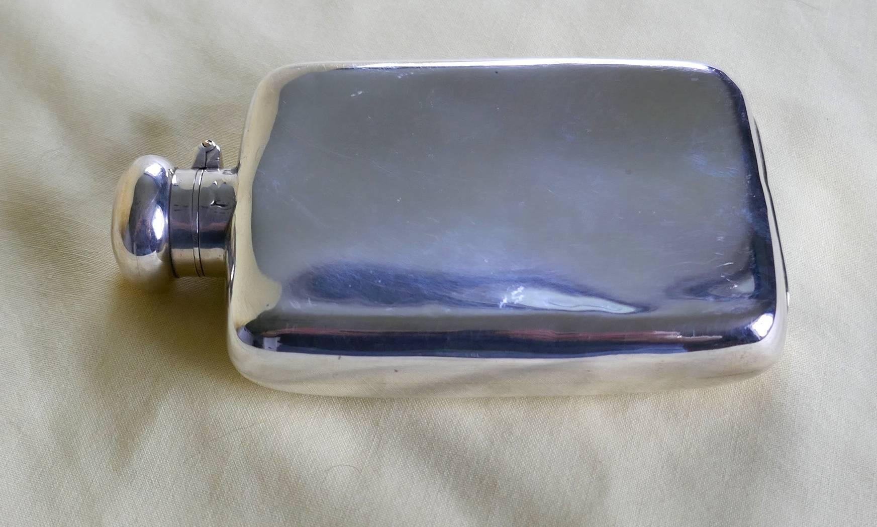 Silver Hallmarked Hip or Pocket Flask, 1906 1