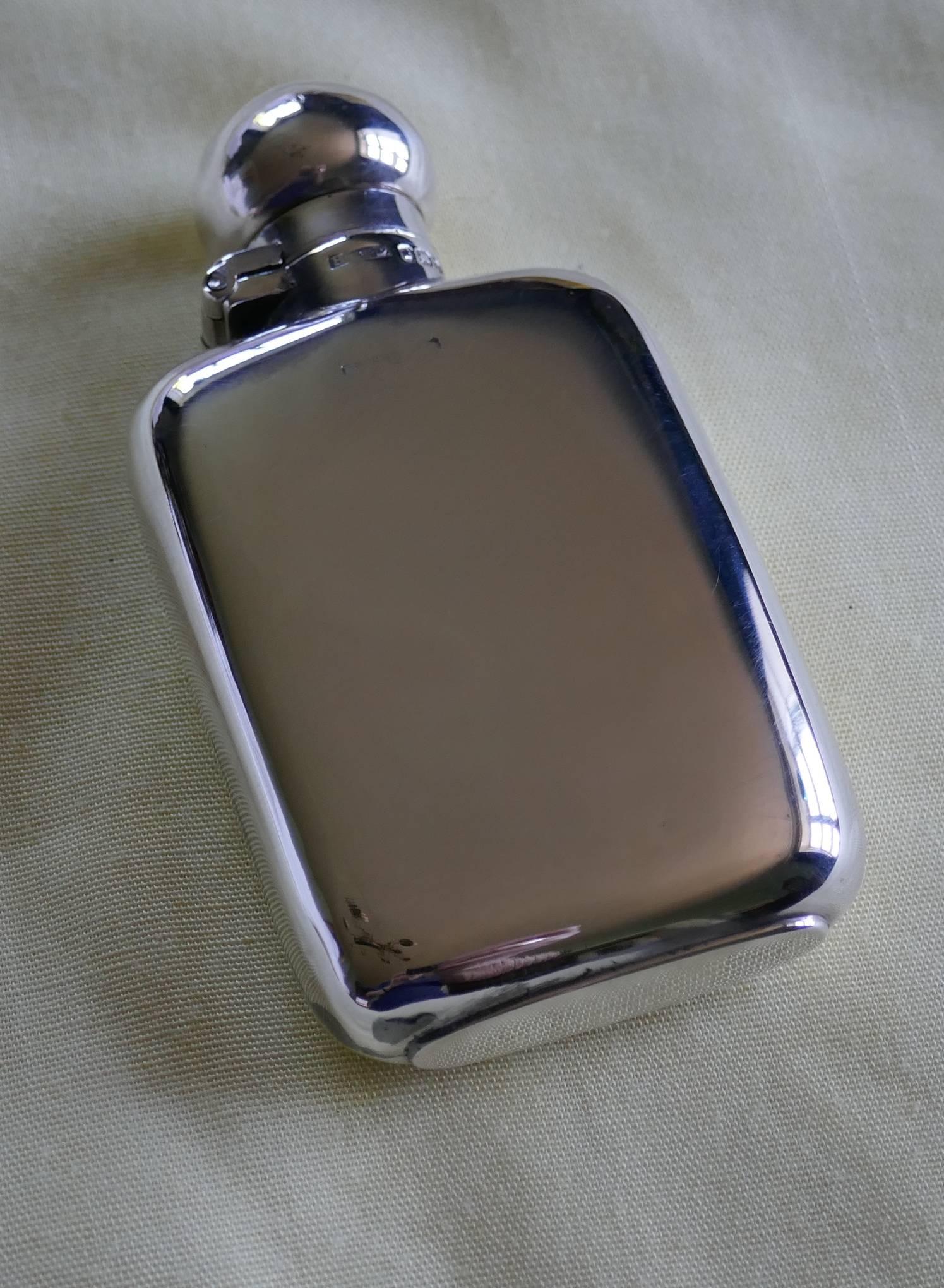 19th Century Silver Hallmarked Hip or Pocket Flask, 1896