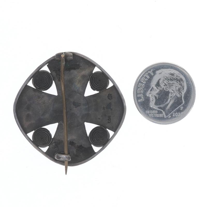 Women's or Men's Silver Hammered Cross Nordic Viking Danish Brooch - 800 Faith Shield Pin For Sale