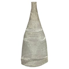 Silver Hand Knitted Metal Vase with Wide Base, Indonesia, Contemporary