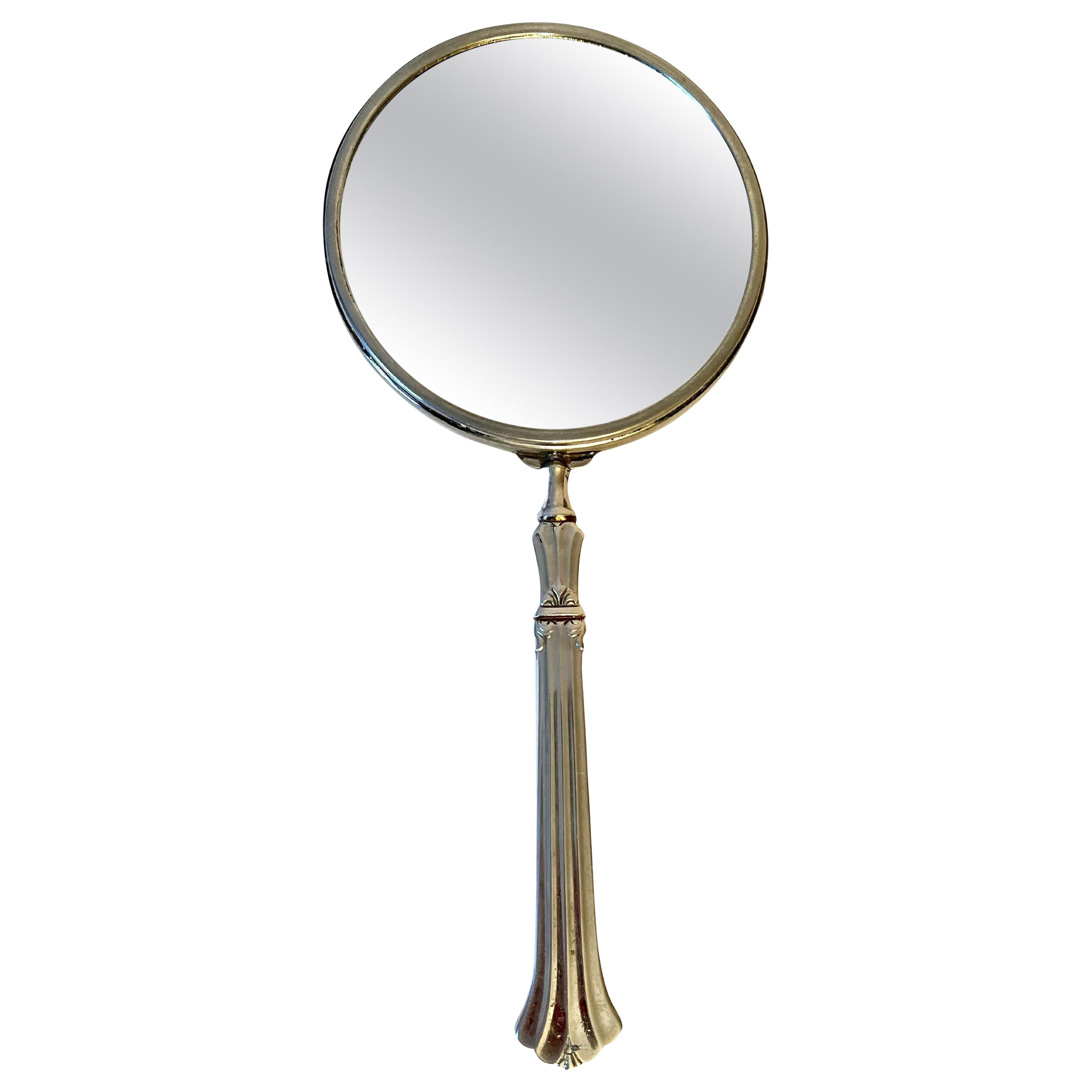 Specchio manuale in argento con ingrandimento sul lato opposto