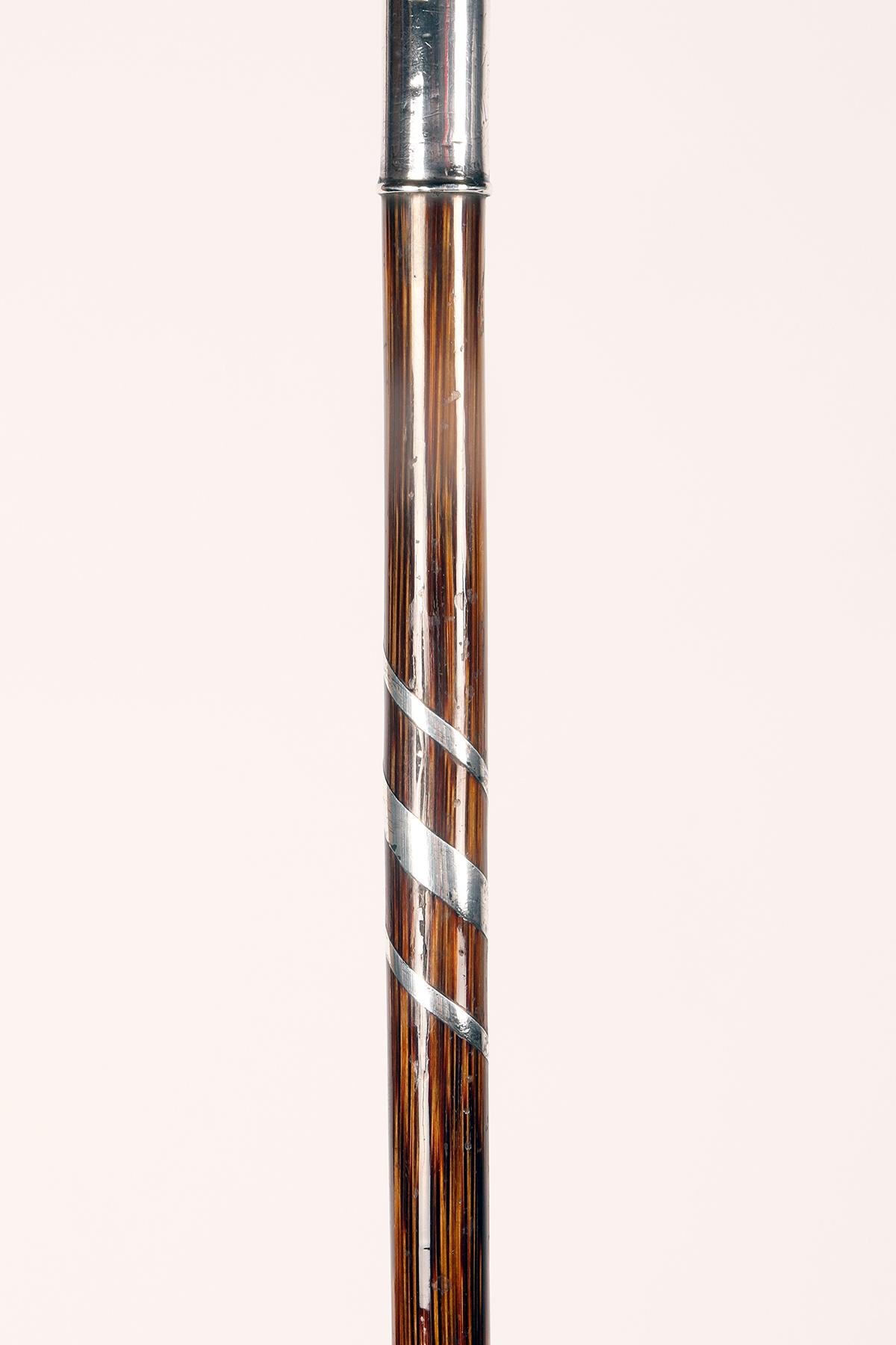 Silver handle walking stick depicting a snake, France 1900. For Sale 2