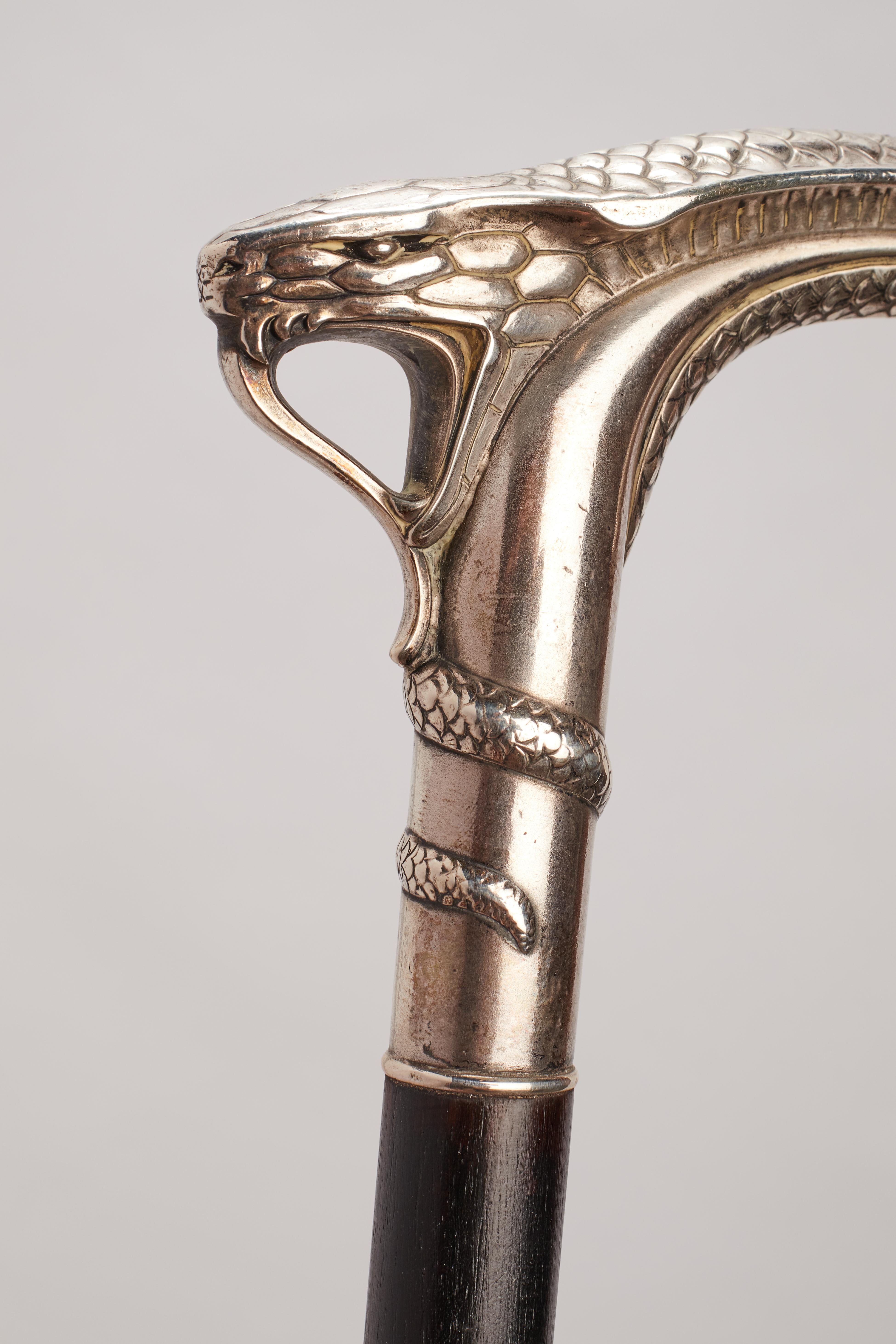 Silver Handle Walking Stick, France, 1900 In Excellent Condition In Milan, IT