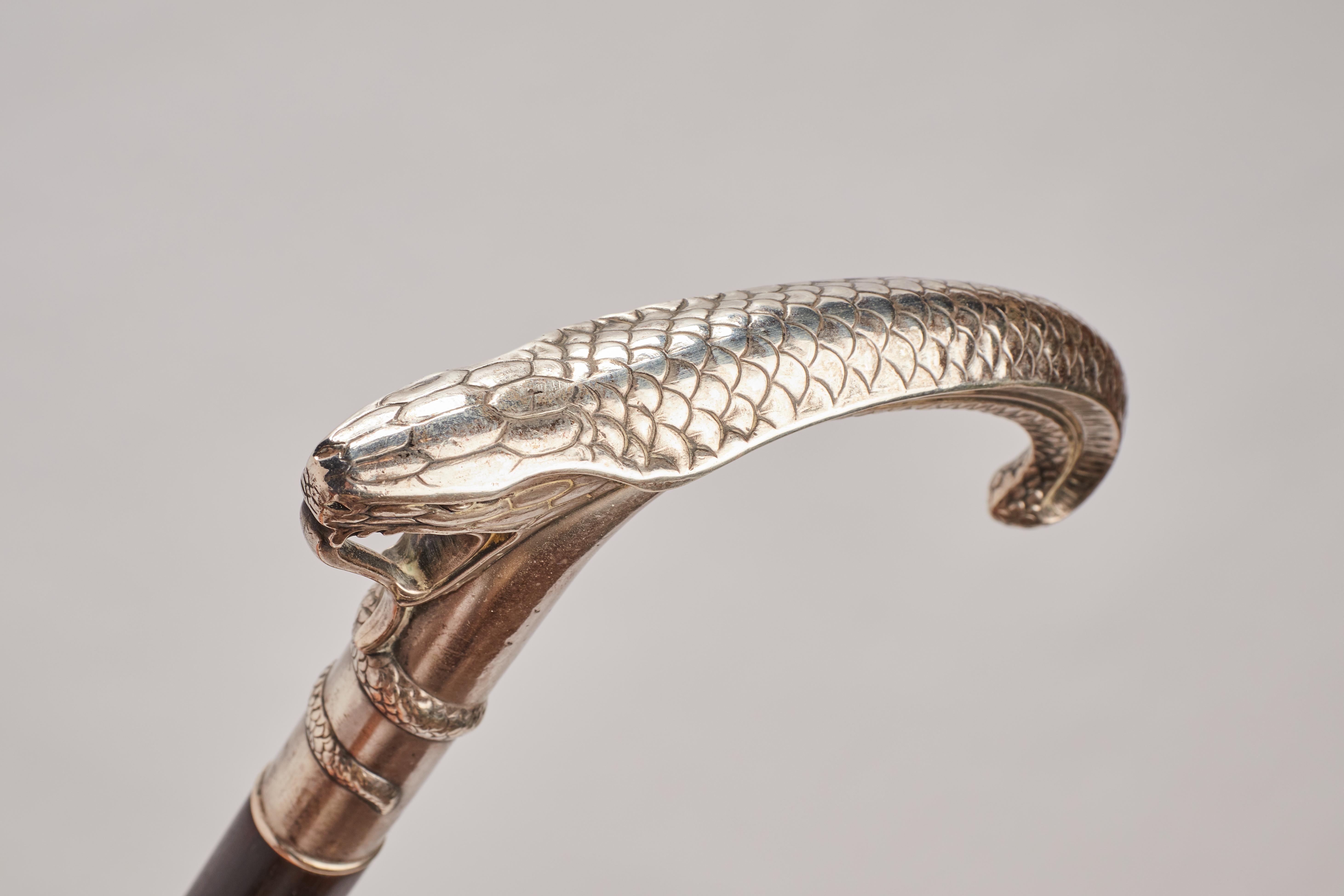 Silver Handle Walking Stick, France, 1900 1