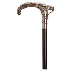 Antique Silver Handle Walking Stick, France, 1900