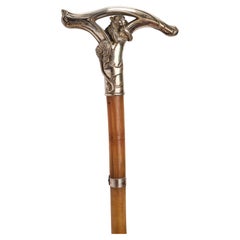 Antique Silver Handle Walking Stick, France, 1900