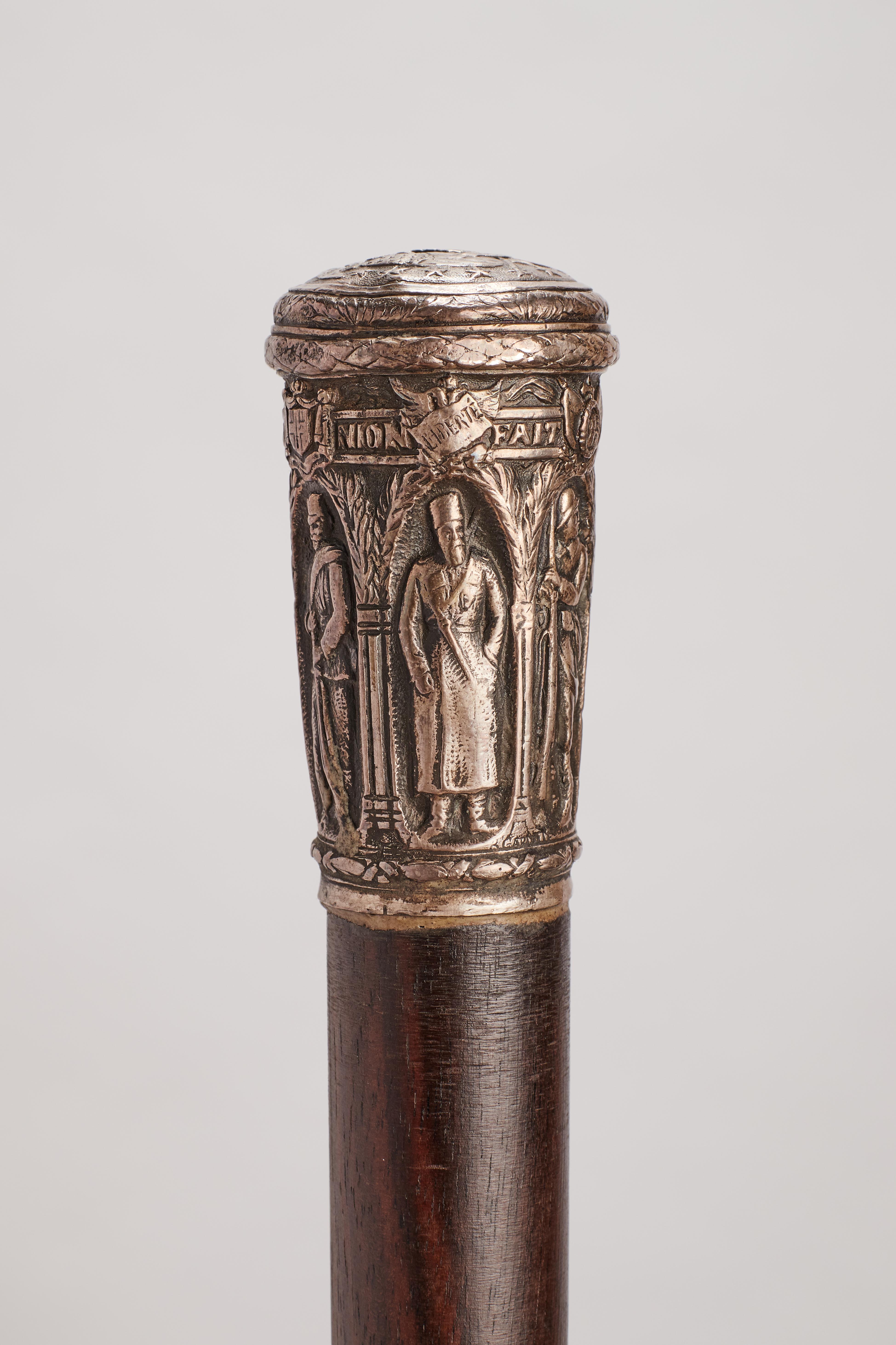 Silberner Walking Stick mit silbernem Henkel, Frankreich, 1915.  im Zustand „Gut“ im Angebot in Milan, IT