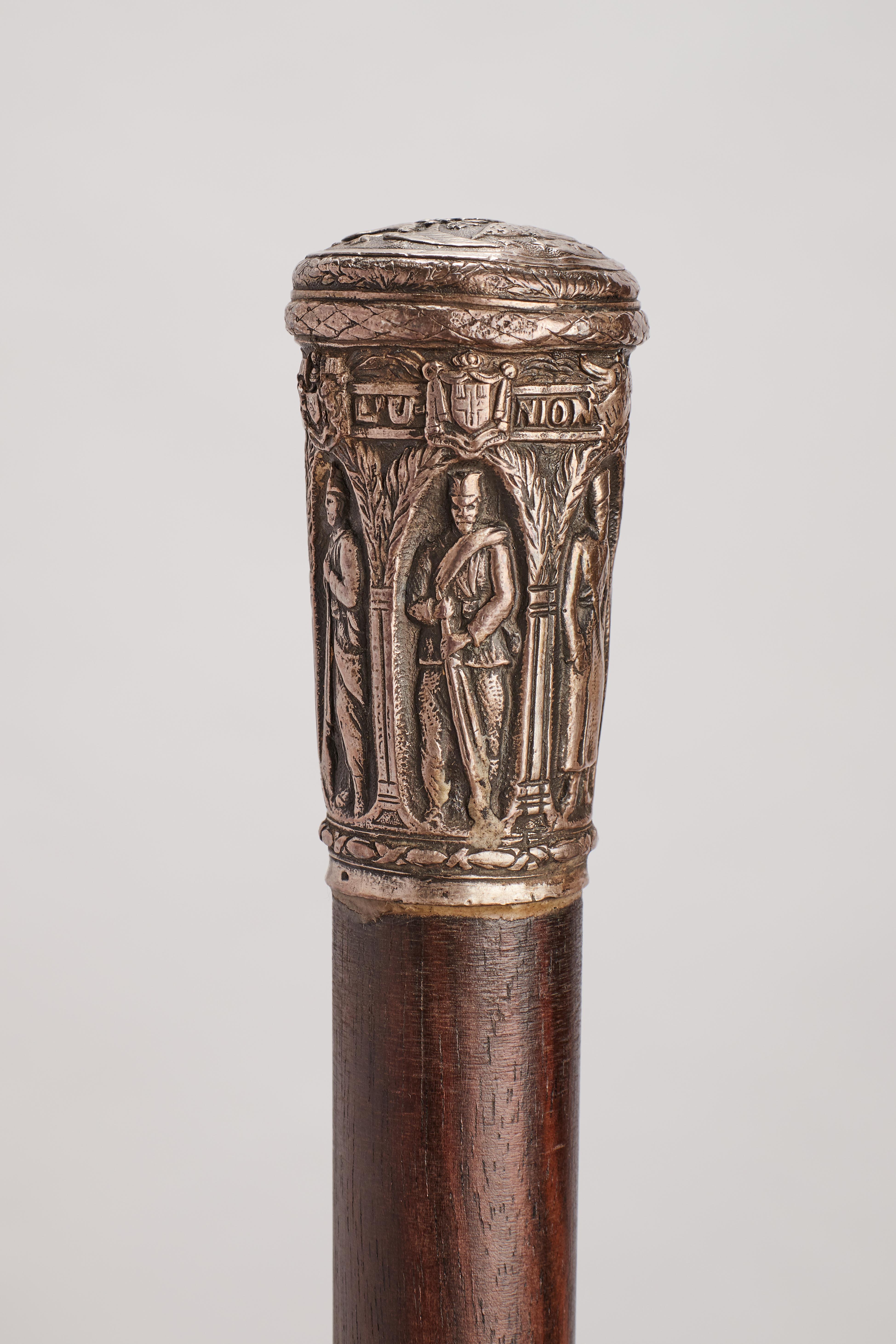 Silberner Walking Stick mit silbernem Henkel, Frankreich, 1915.  (20. Jahrhundert) im Angebot