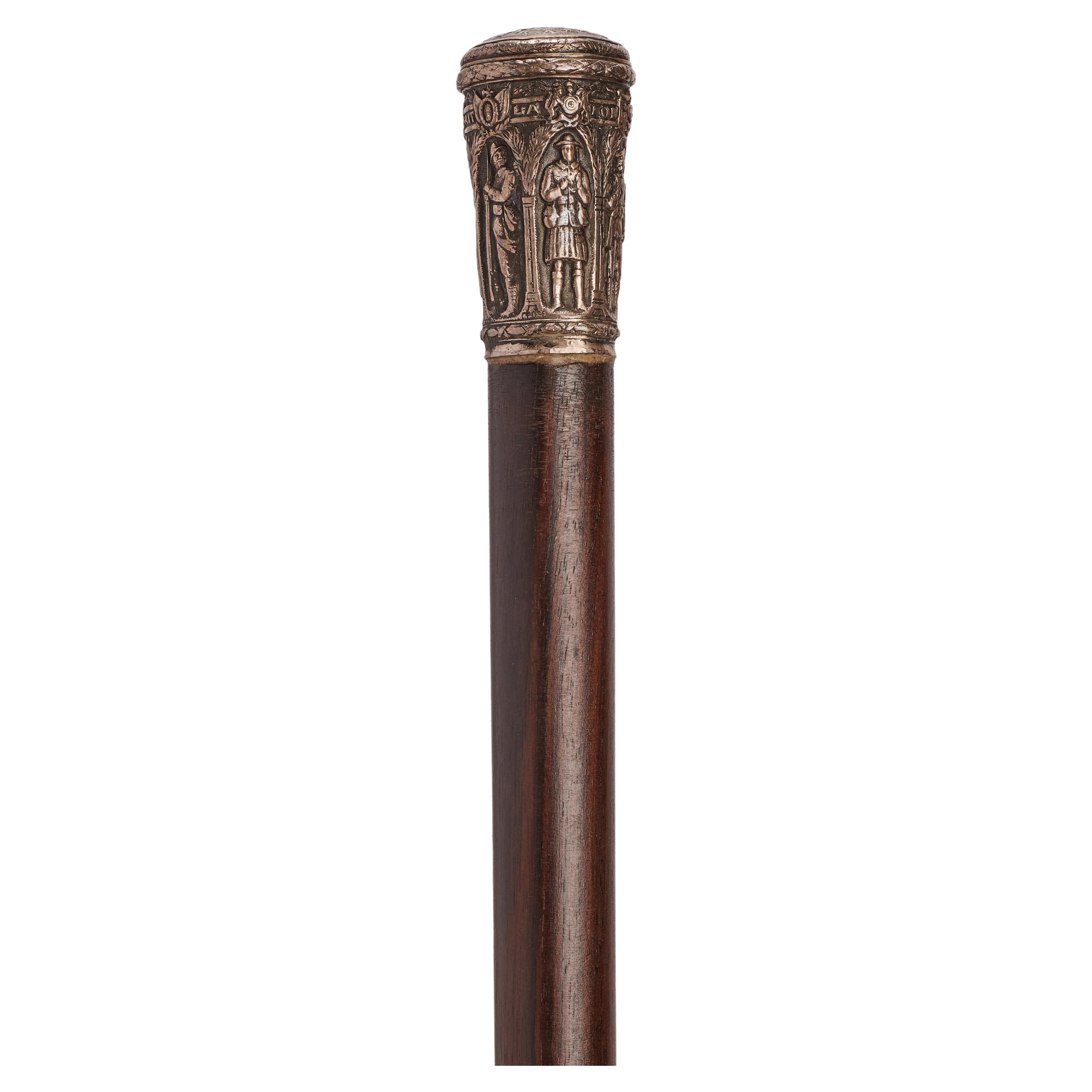 Silver Handle Walking Stick, France, 1915.  For Sale