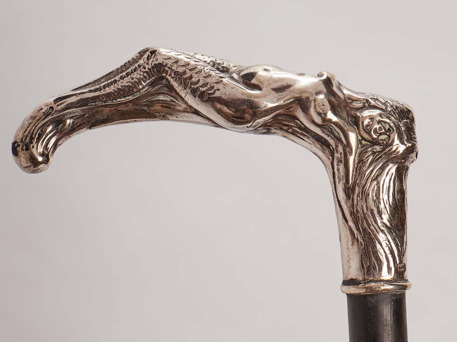 Silver Handle Walking Stick, Germany 1900 In Good Condition In Milan, IT