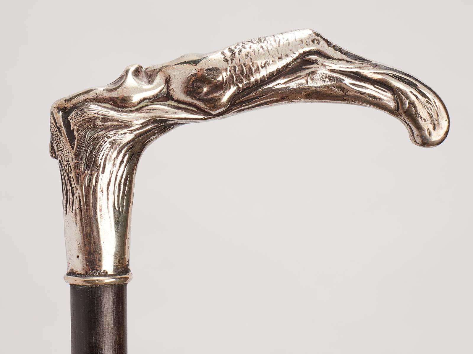 20th Century Silver Handle Walking Stick, Germany 1900