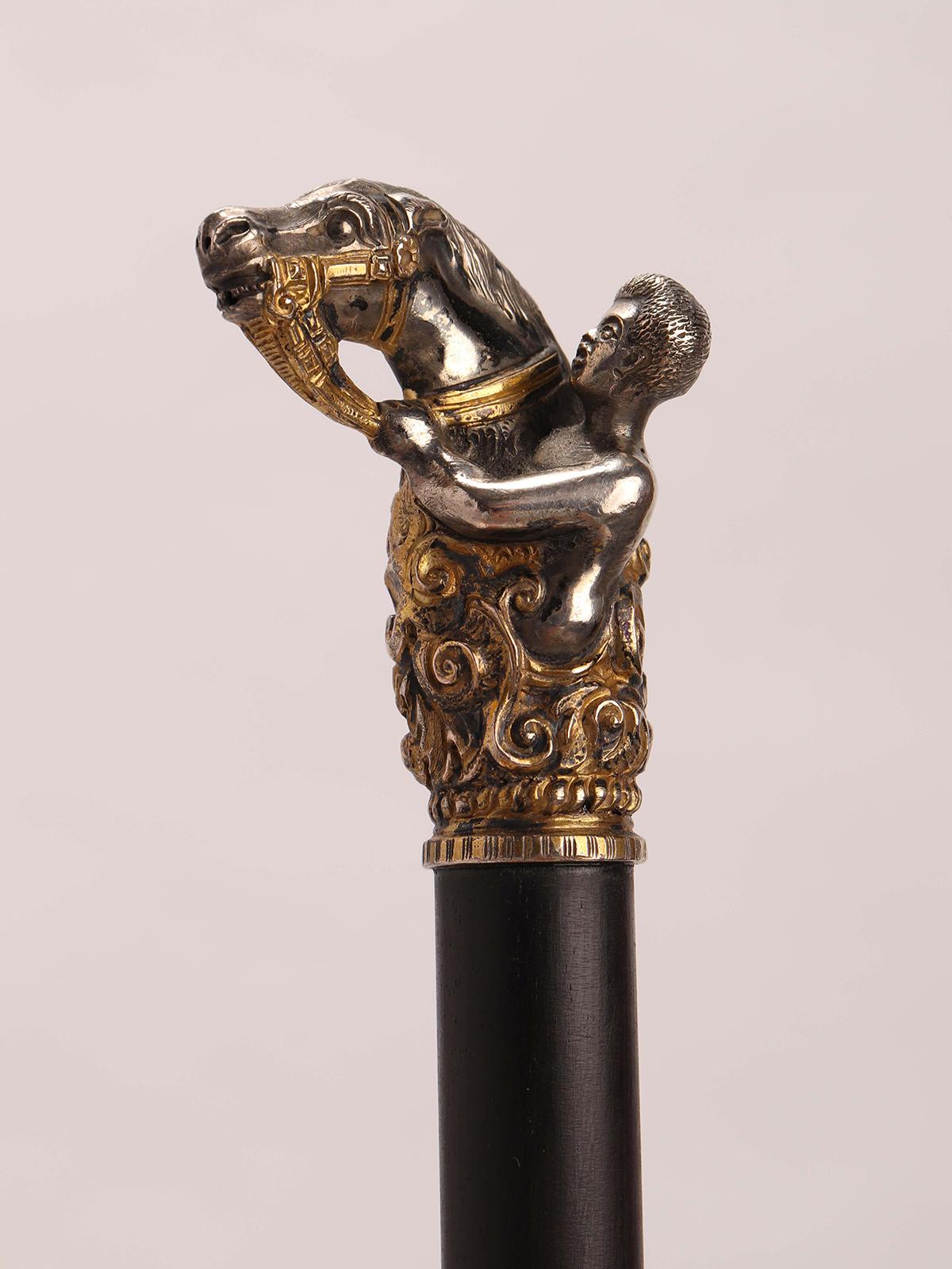 Silver Handle Walking Stick, London 1900 For Sale 1