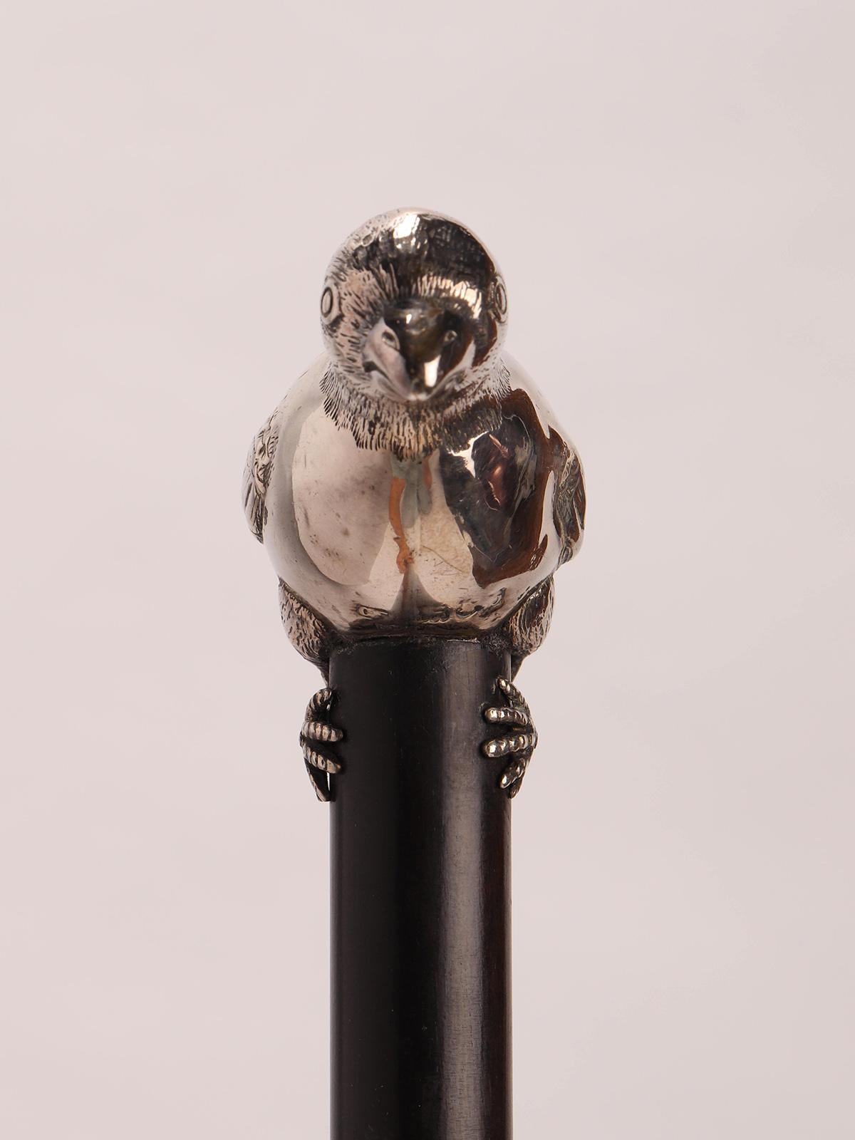 English Silver handle walking stick, signed Brigg, London 1920.  For Sale