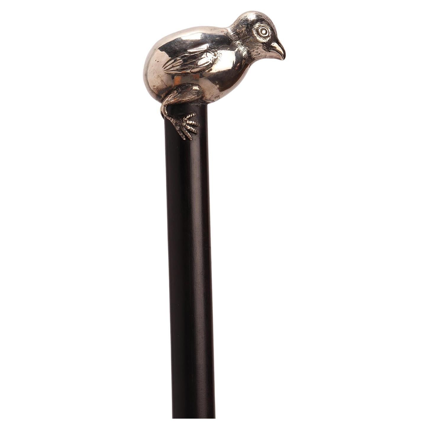 Silver handle walking stick, signed Brigg, London 1920.