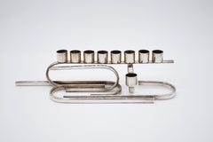 Silver Hanukkah Lamp made by  Eli Gera, modern Judaica, Israel, Tel Aviv 1970s.