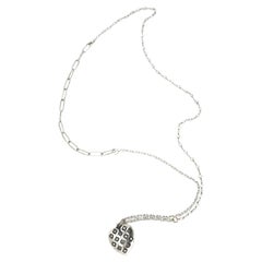 Silver Heart Necklace Rosario Chain White Diamond Pearl Sterling Silver