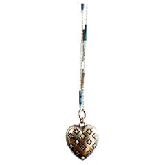 Silver Heart Necklace Victorian Style White Diamond Pearl