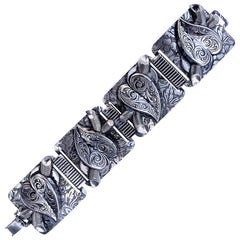 Bracelet rétro en cœurs d'argent