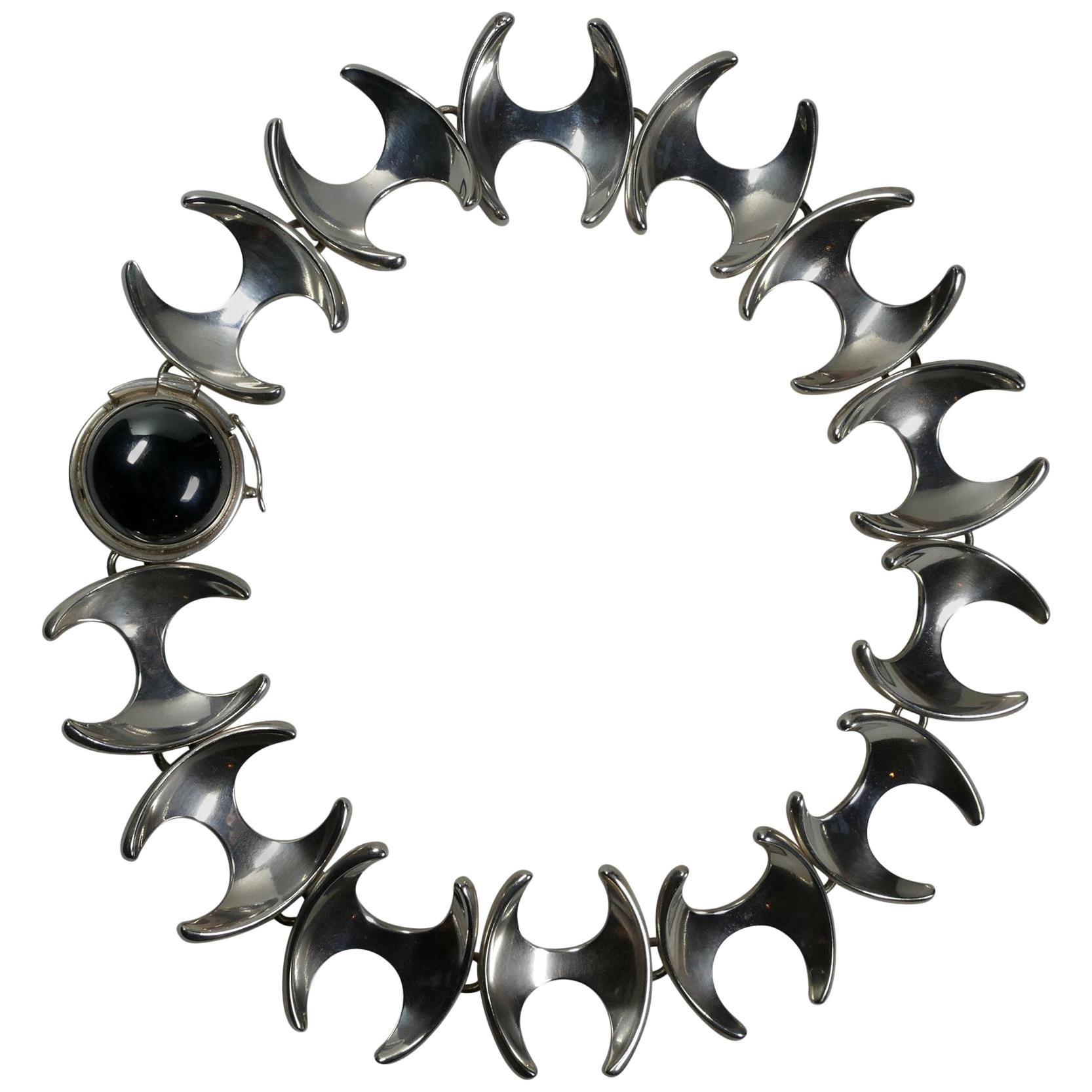 Silver  Hematite Necklace Designed by Henning Koppel for Georg Jensen #130B For Sale