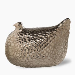 Silver Hen Figurine by Aldo Londi