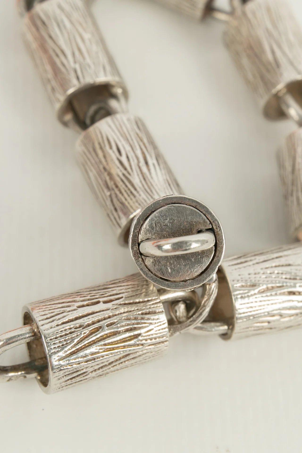 Women's Silver Hermès Bracelet For Sale