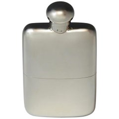 Antique Sterling Silver Hip Flask, hallmarked 1907.