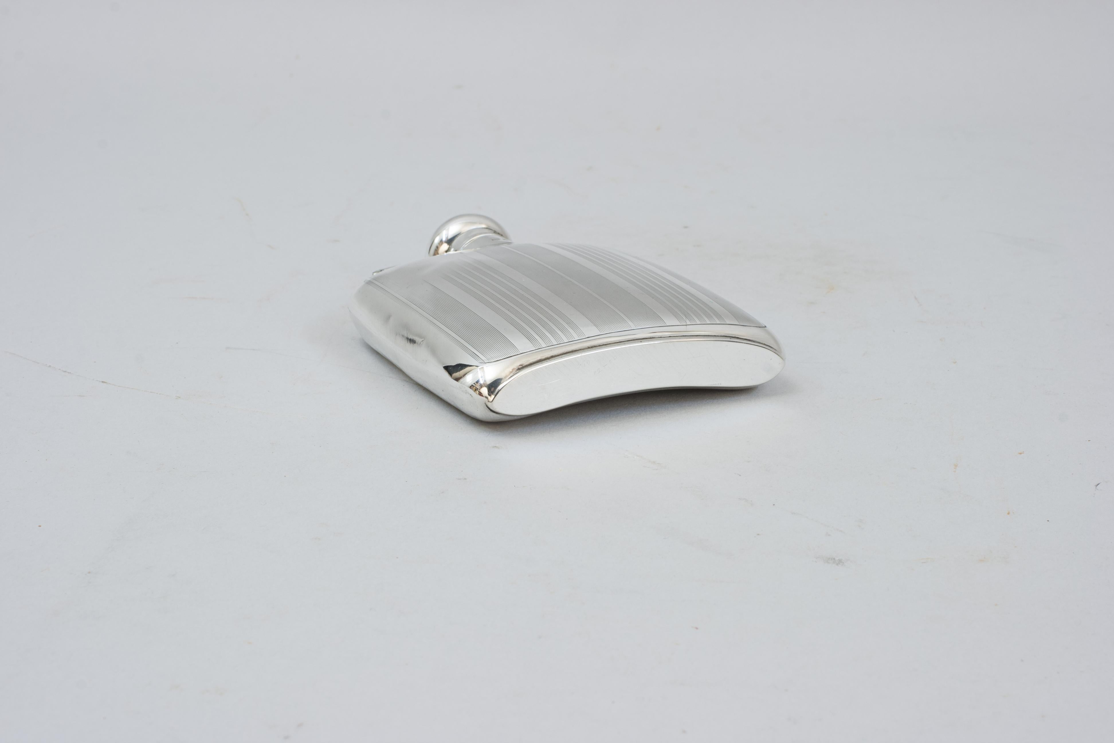 Art Nouveau Silver Hip Flask For Sale