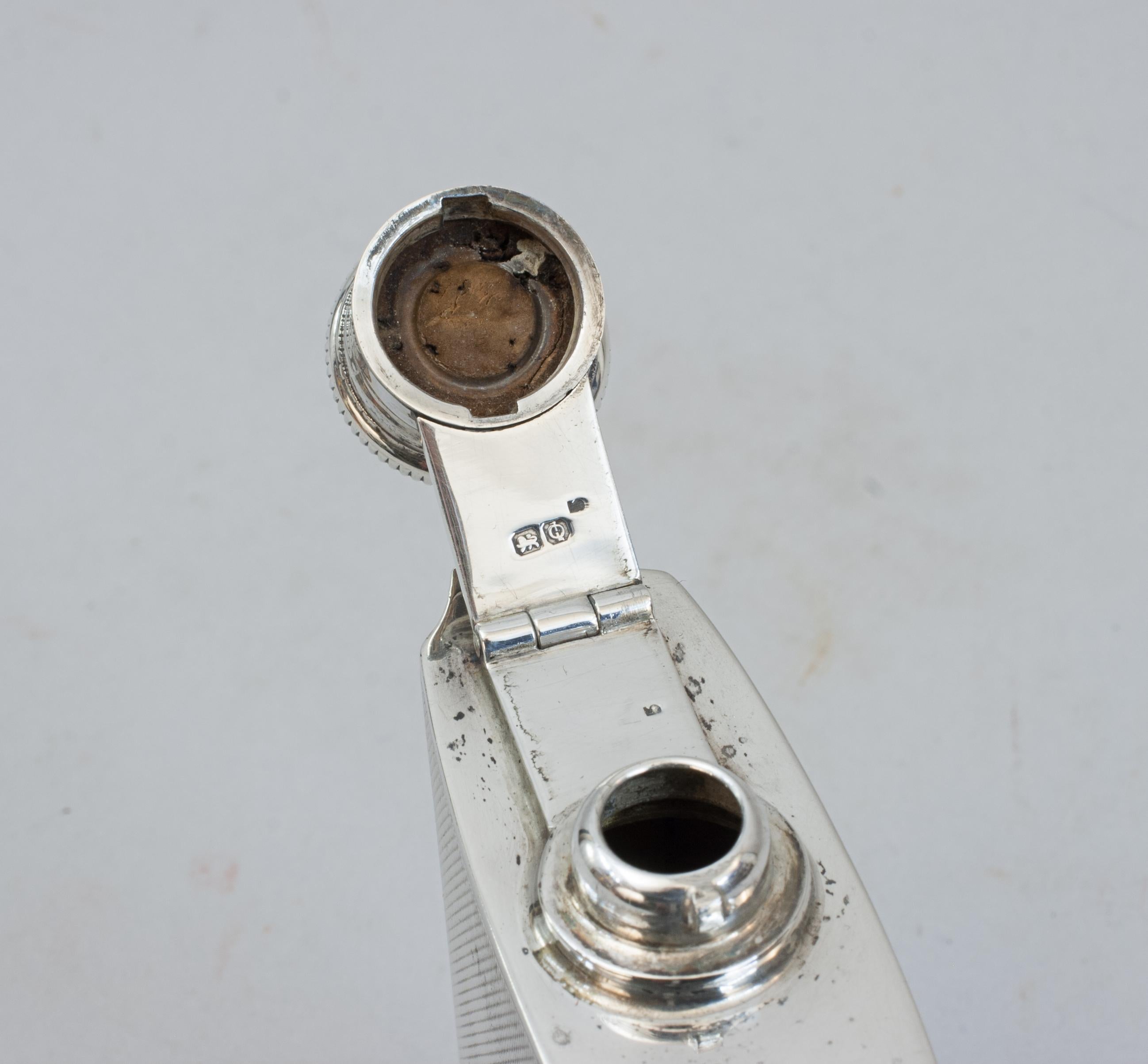 Art Deco Silver Hip Flask For Sale