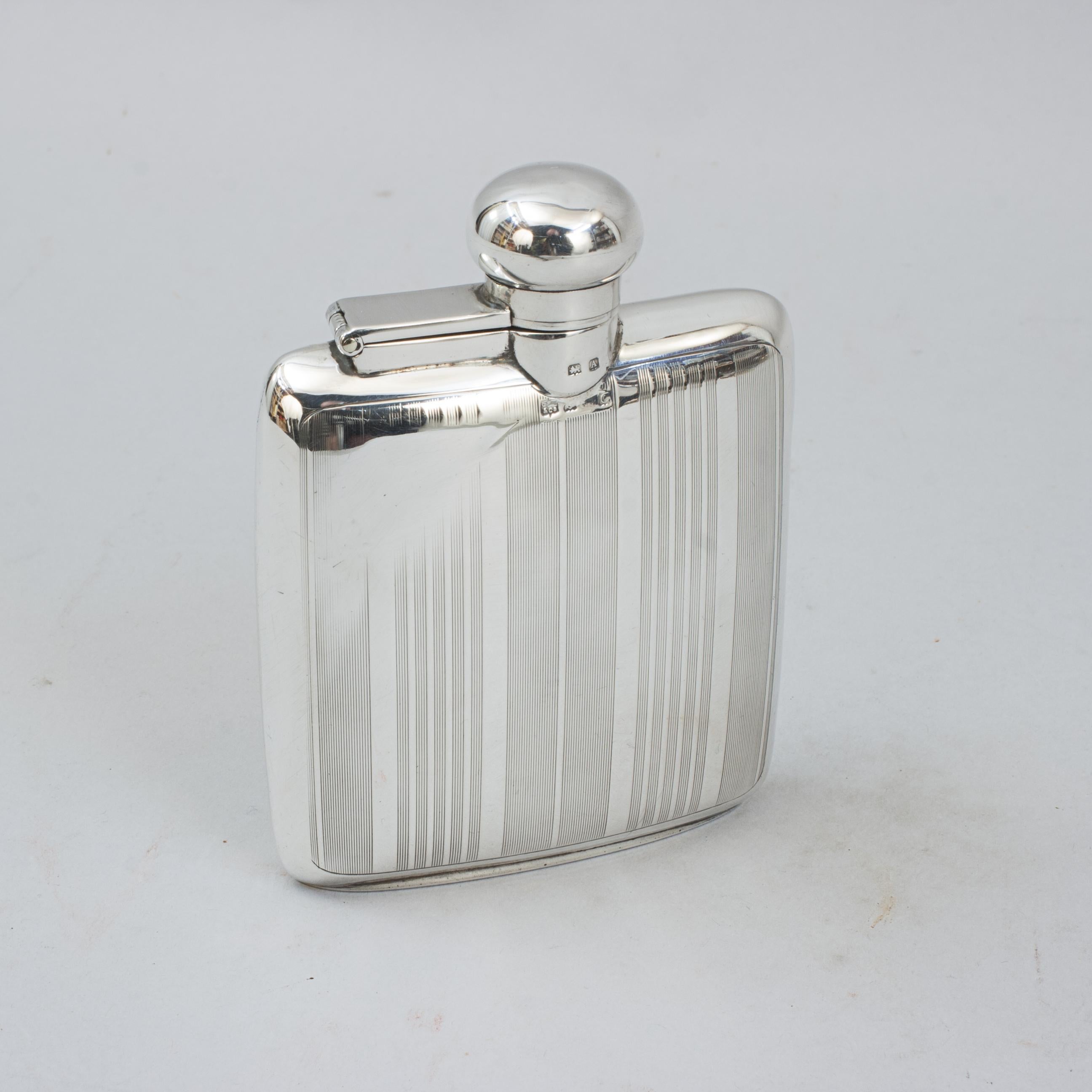 British Silver Hip Flask For Sale