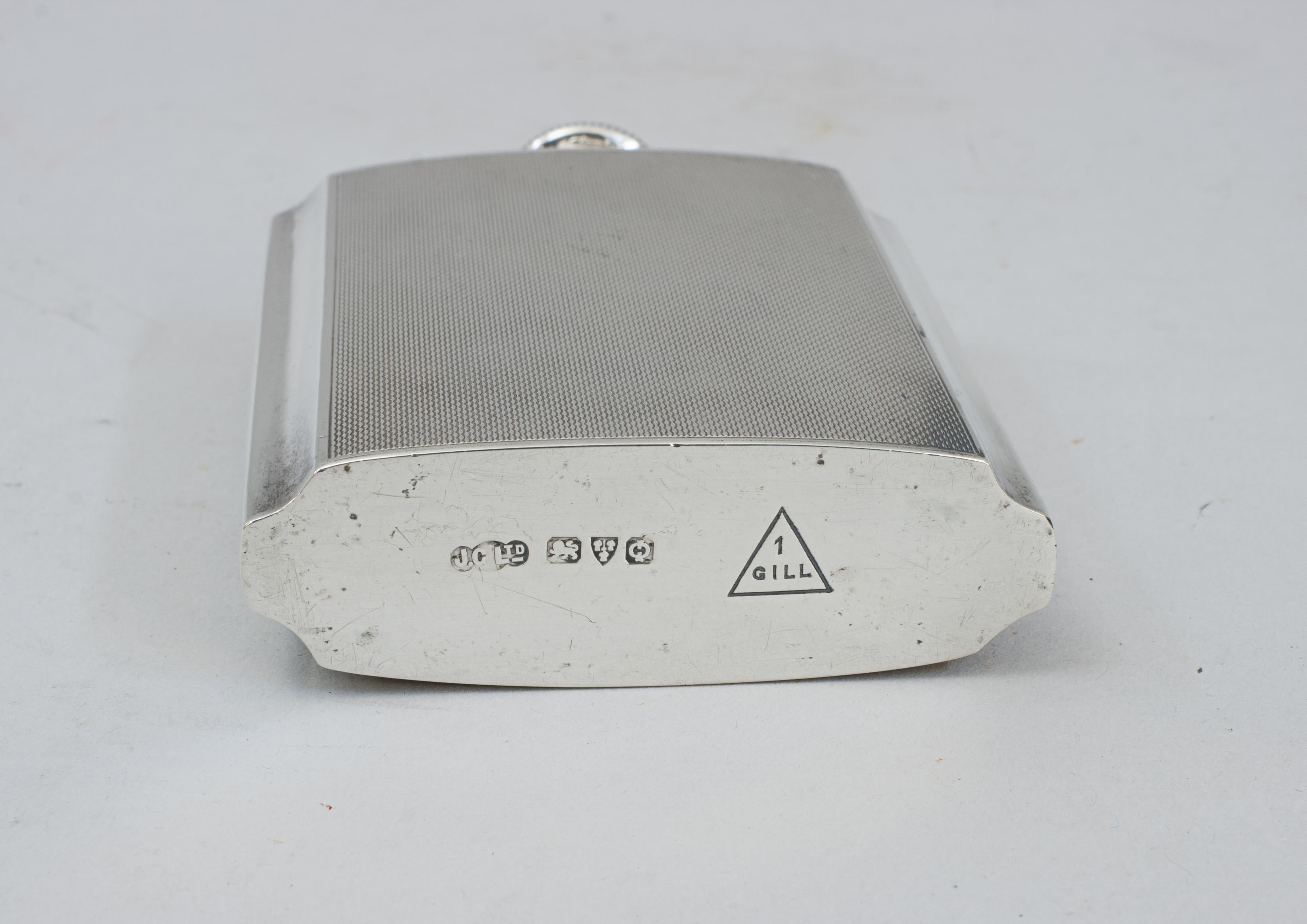 British Silver Hip Flask For Sale