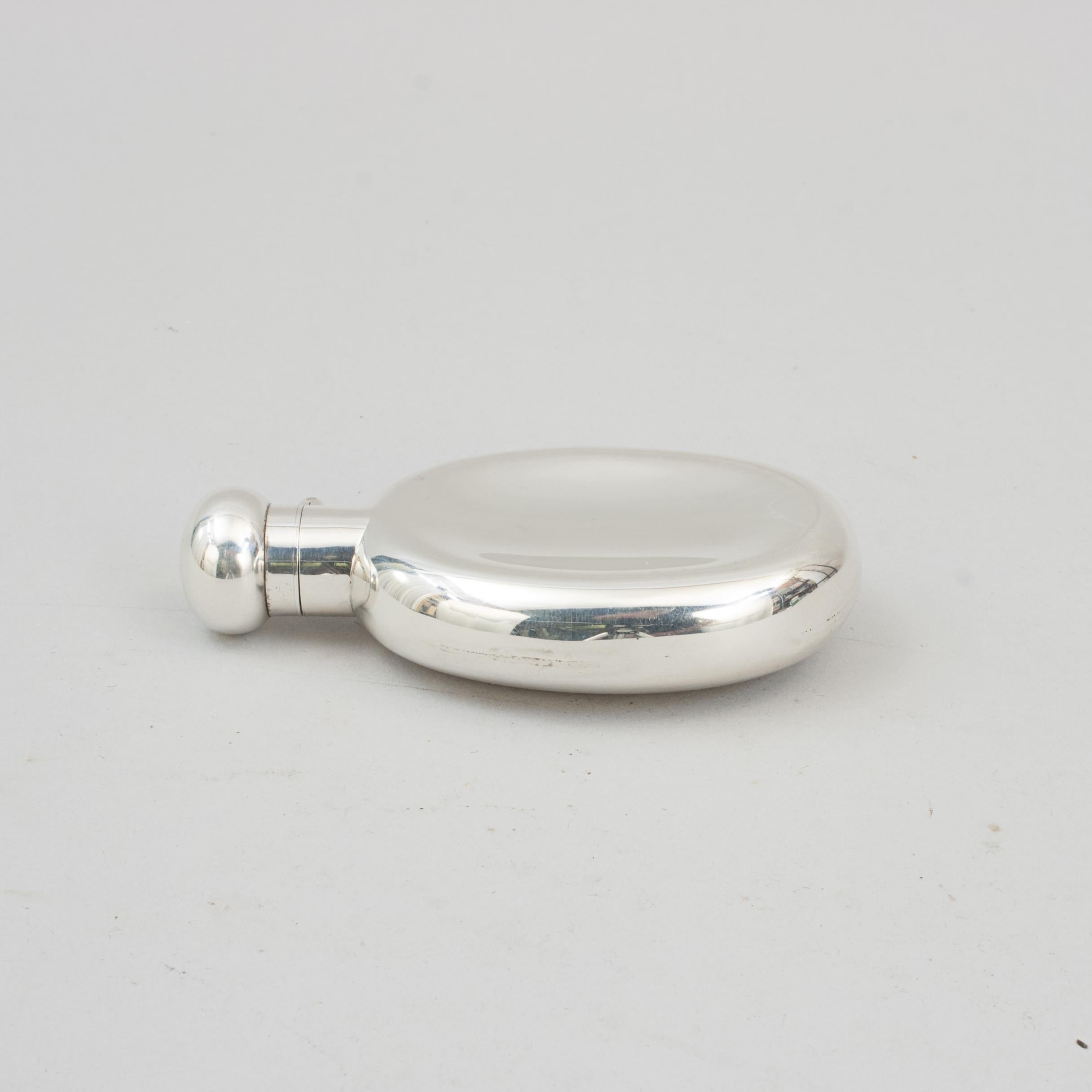 Silberner Hip Flask in ovaler Form, Birmingham 1910 im Angebot 2