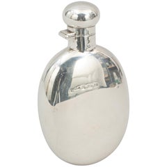 Silver Hip Flask Oval Shape, Birmingham 1910