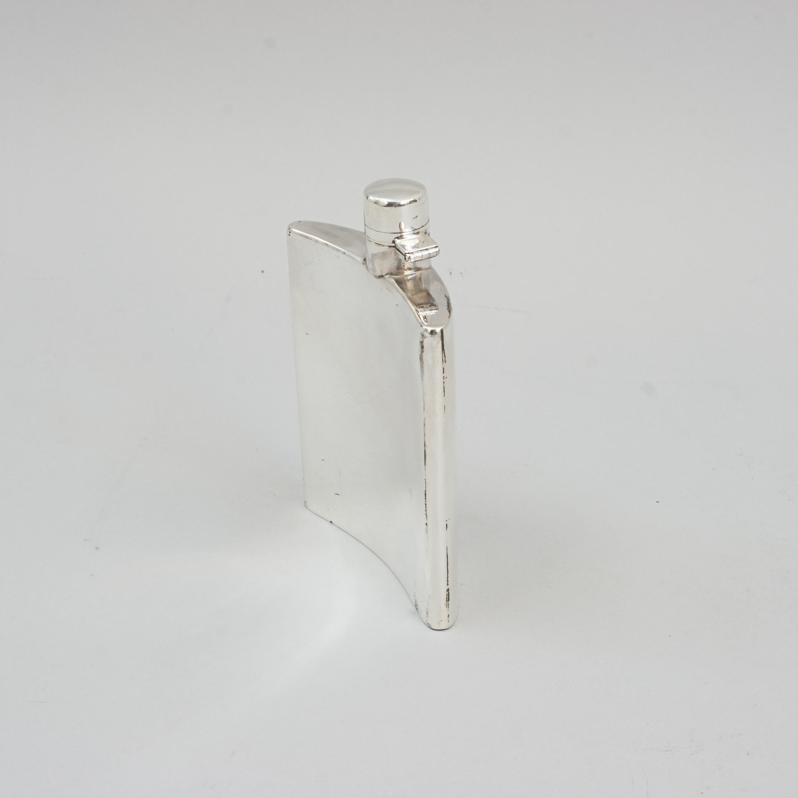 English Silver Hip Flask, Walker & Hall For Sale