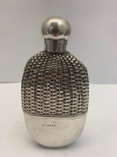Silver Hip Flask with Push Tin Lid, London 1888