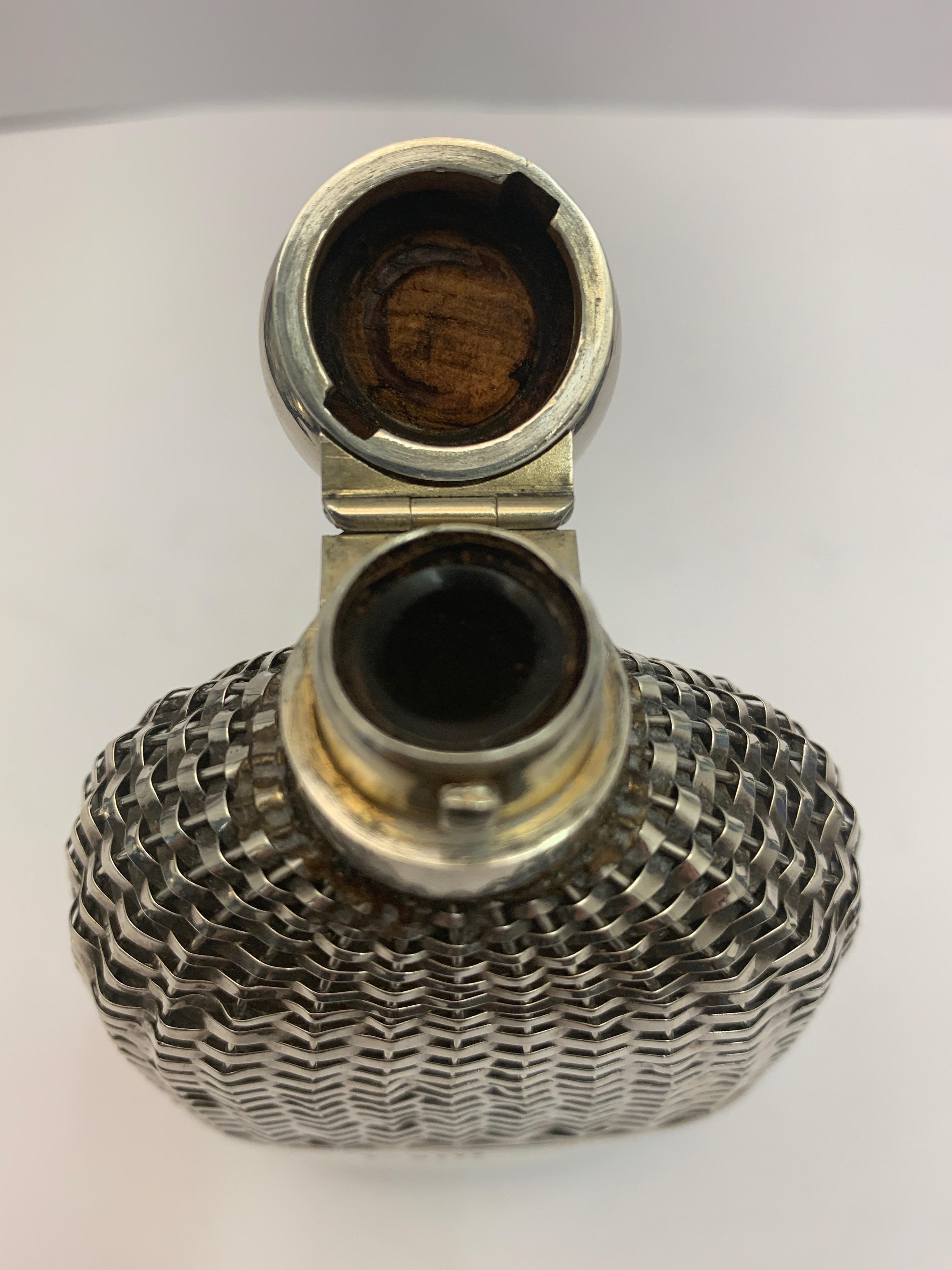 Silver Hip Flask with Push Tin Lid, London 1888 For Sale 1
