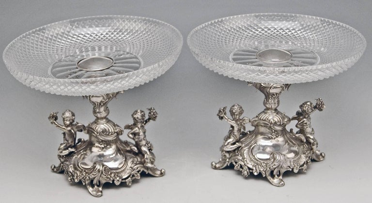 High Victorian Silver Historicism Pair of Centrepieces by Bruckmann and Sons, Germany