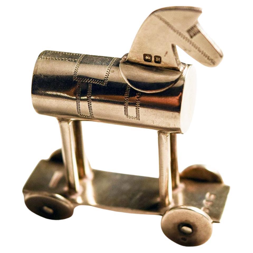 Silver Hobby Horse Cayenne Pepper Dispenser Extremely rare example  For Sale
