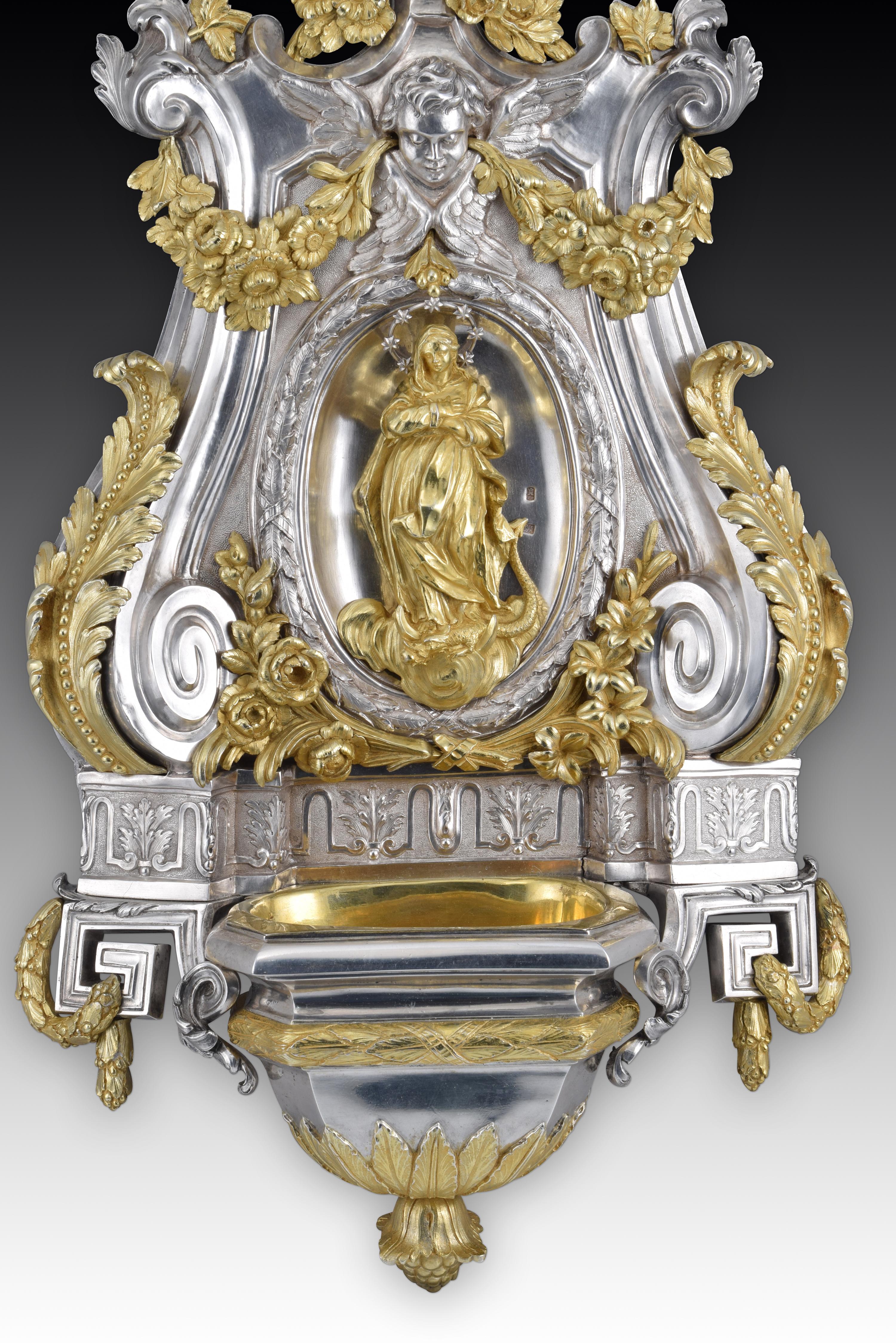 Neoclassical Silver Holy Water font or stoup. GUILLA. Madrid, 1780.