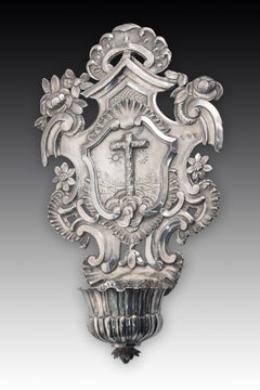 Silver Holy Water Font or Stoup. Valladolid, Spain, 1788.