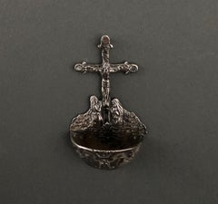 Silver holy water font with Calvary decoration, 18th century