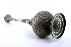 Silver holy water sprinkler w/ Shiva relief & applications