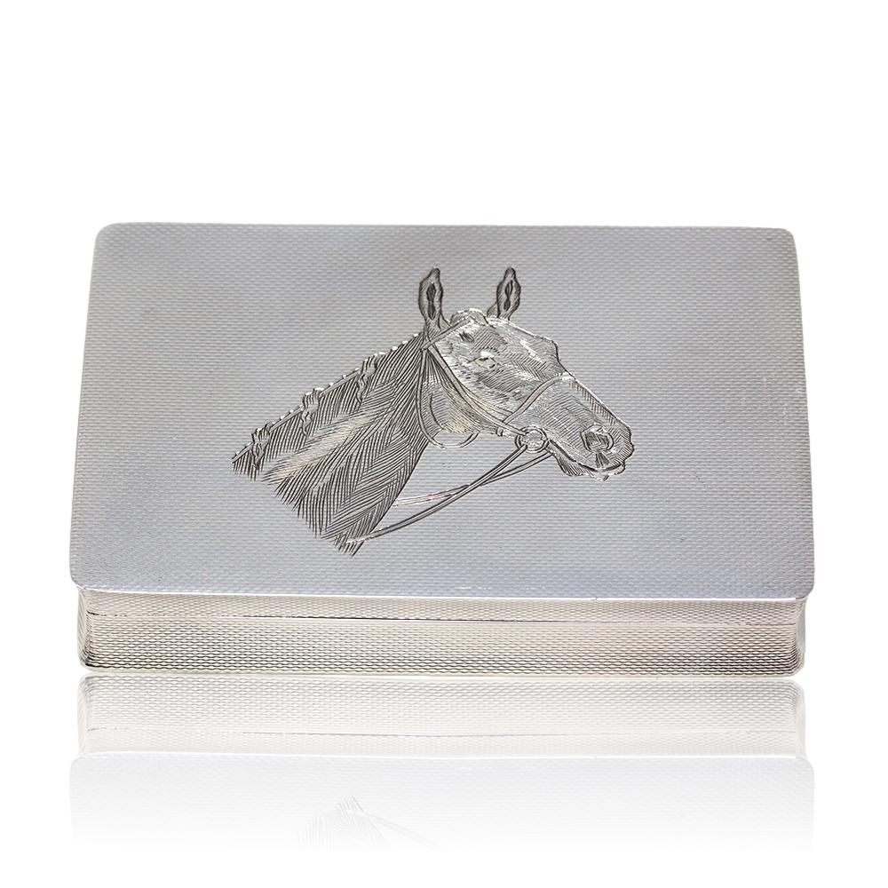 English Silver Horse Cigarette Case Asprey For Sale