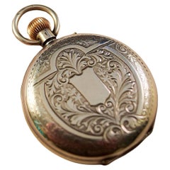 Silver hunter cased pocket watch with attractive dial and hand chased case